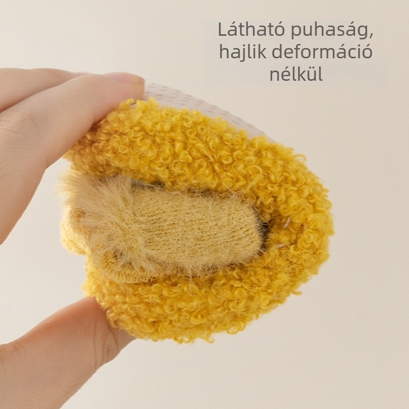 Baba-kisgyermek cipő és zokni készlet, őszi–téli, vastag meleg, csúszásmentes puha talp, pamut felsőrész, 12–36 hónapos