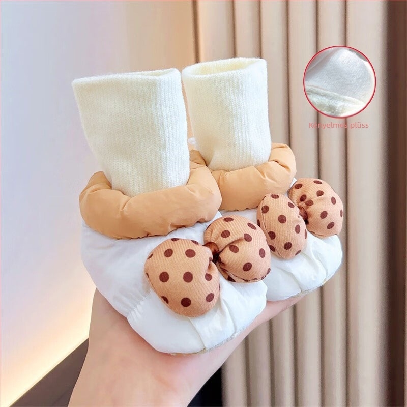 Kisgyermek cipő 6–12 hónaposoknak: puha talp, fleece bélés, vízálló pamut, csúszásmentes talp, meleg téli viselet