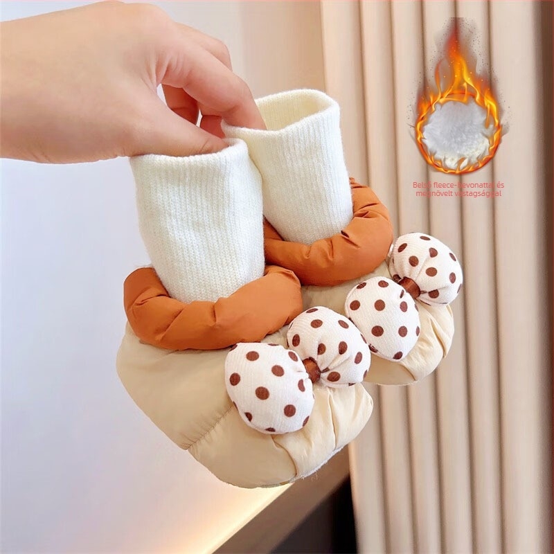 Kisgyermek cipő 6–12 hónaposoknak: puha talp, fleece bélés, vízálló pamut, csúszásmentes talp, meleg téli viselet