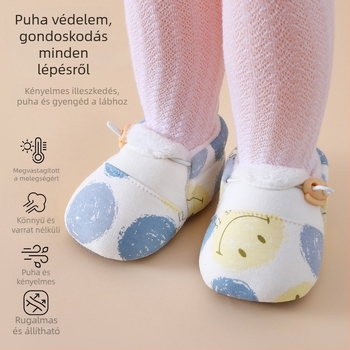 Gyerek téli cipő - uniszex, textil felső rész, vastag meleg szigetelés, csúszásmentes talp, rugalmas zárás, 12–36 hónap