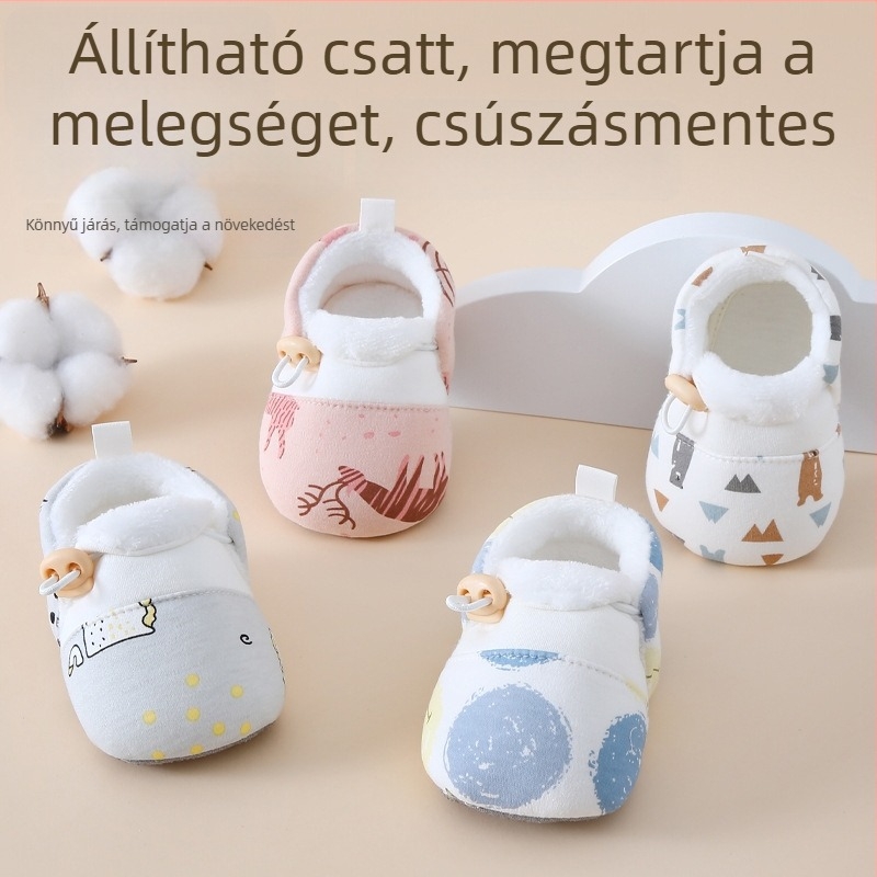 Gyerek téli cipő - uniszex, textil felső rész, vastag meleg szigetelés, csúszásmentes talp, rugalmas zárás, 12–36 hónap