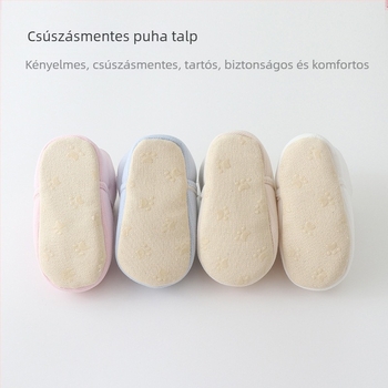 Egyszínű téli vastagított baba járócipő beltéri használatra, meleg, csúszásmentes talppal, Velcro-zárás