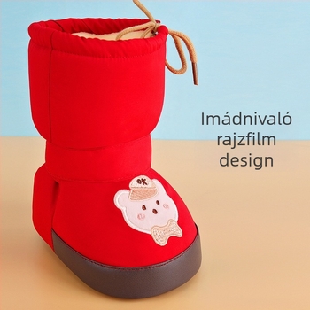 Téli babacipő velúr béléssel, magas szárú, puha talpú hócsizma kisgyermekeknek (6–12 hónapos kor)