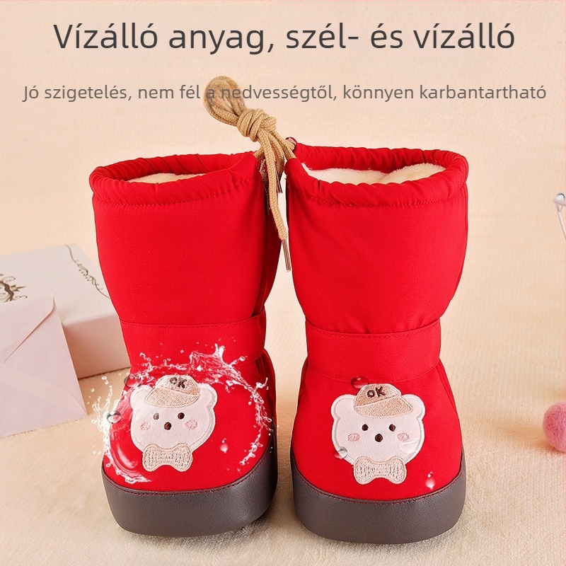 Téli babacipő velúr béléssel, magas szárú, puha talpú hócsizma kisgyermekeknek (6–12 hónapos kor)