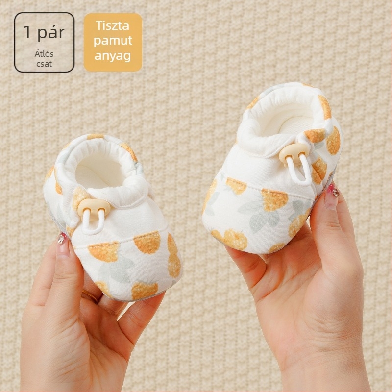 Puha talpú babacipő, 0–36 hónap, beltéri használat, pamut, uniszex, tavasz-ősz dizájn, légáteresztő, csúszásmentes talp