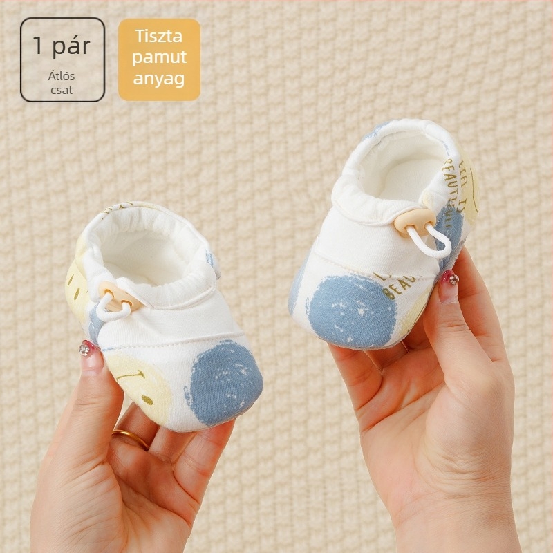 Puha talpú babacipő, 0–36 hónap, beltéri használat, pamut, uniszex, tavasz-ősz dizájn, légáteresztő, csúszásmentes talp