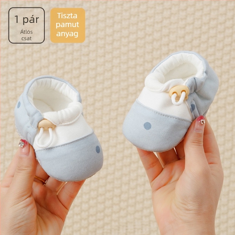 Puha talpú babacipő, 0–36 hónap, beltéri használat, pamut, uniszex, tavasz-ősz dizájn, légáteresztő, csúszásmentes talp