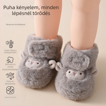 Textil cipő csecsemőknek és kisgyermekeknek, PVC felső rész, csúszásmentes talp, melegen tartja a lábakat, elasztikus zárás