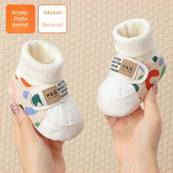 Baba tanulócipő belső használatra - lélegző vászon, puha csúszásmentes talp, Velcro zár, könnyű, 6–12 hónapos korosztály