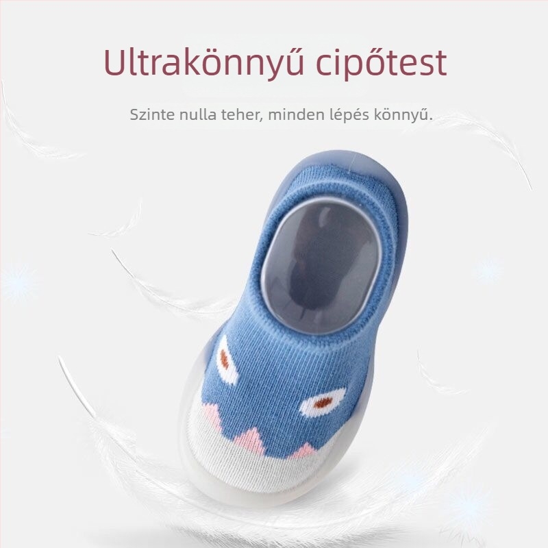 Pamut babazokni beltéri csúszásmentes talppal, 12–36 hónapos, tavasz–ősz, légáteresztő és meleg, mesefigurás mintával