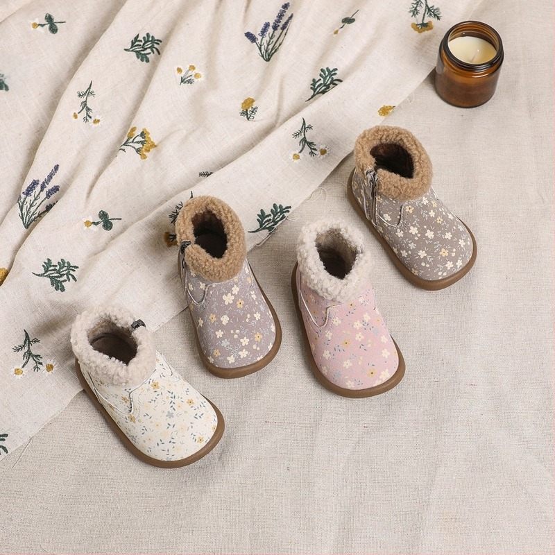 Téli baba cipő fleece-béléssel, magas szárú cipő cipzárral, puha talppal, meleg 12–36 hónaposaknak, uniszex