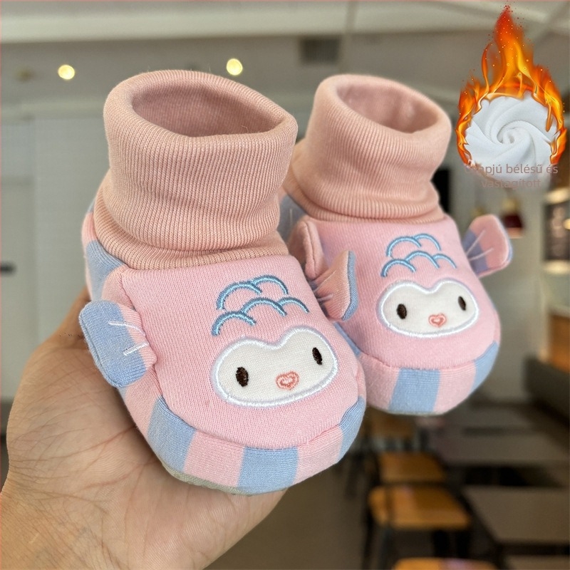 Fleece-béléses téli babacipő, 0–6 hónap, uniszex, csúszásmentes talppal