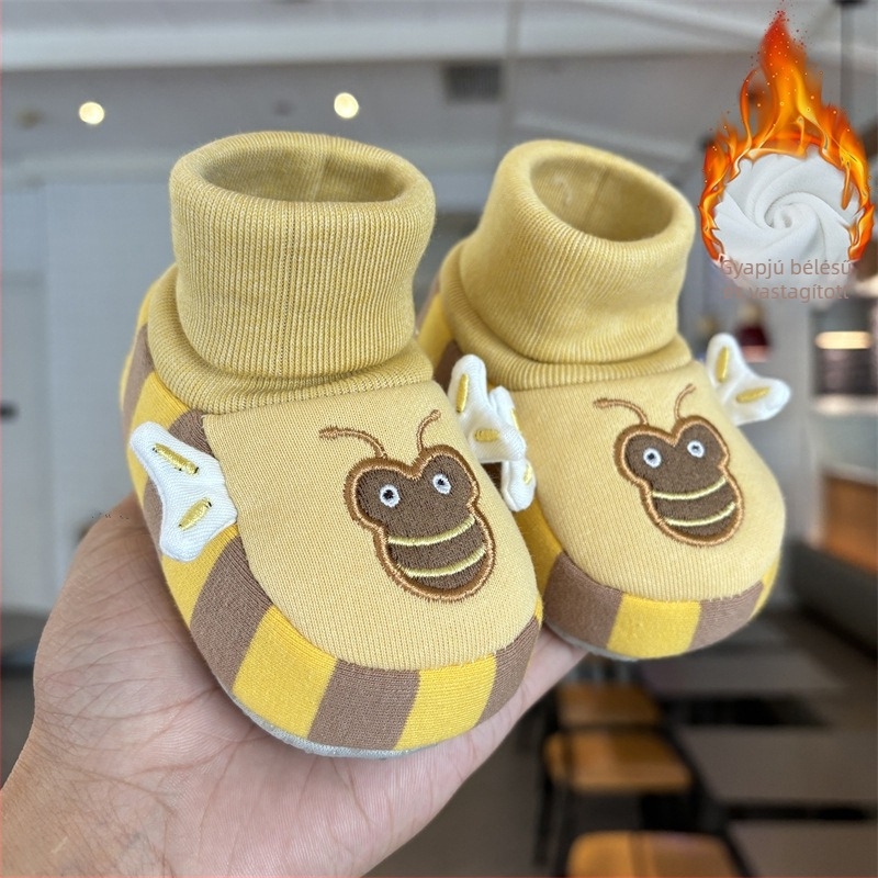 Fleece-béléses téli babacipő, 0–6 hónap, uniszex, csúszásmentes talppal