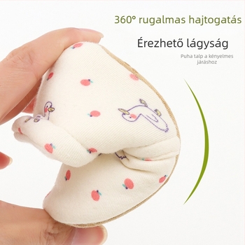 Újszülött cipő és zokni, beltéri csúszásmentes pamut talpú lábbeli, 0–12 hónap, tavasz–ősz