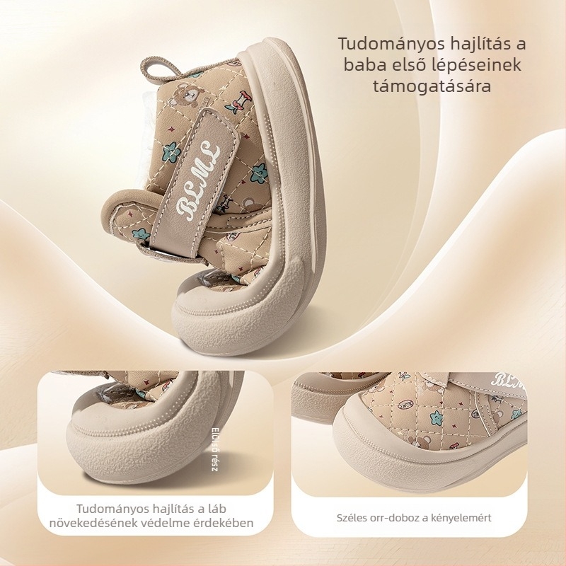 2025 Téli gyerekeknek készült sétacipő, puha talpú, csúszásmentes pamut bakancs meleg bélés és Velcro-zár