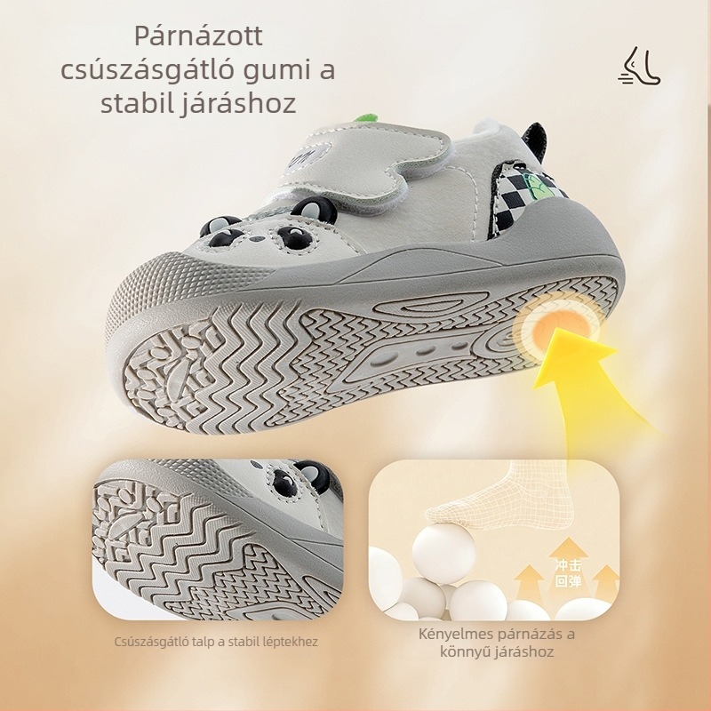 2025 téli fleece-belelt babacipő, puha talpú, csúszásmentes, műbőr felsőrész, Velcro-zárás, uniszex