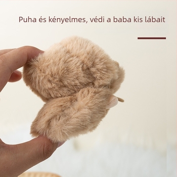 Baba pamut cipő puha talppal, plüss belsővel, járásfejlődéshez, 0–12 hónap, uniszex