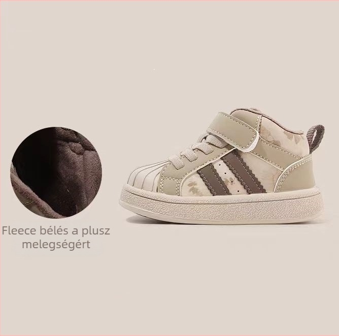 Shell-Toe babacipő Velcro-záródással, puha talppal, járás tanuló cipő, tavasz-ősz, csíkos mikroszálas bőr