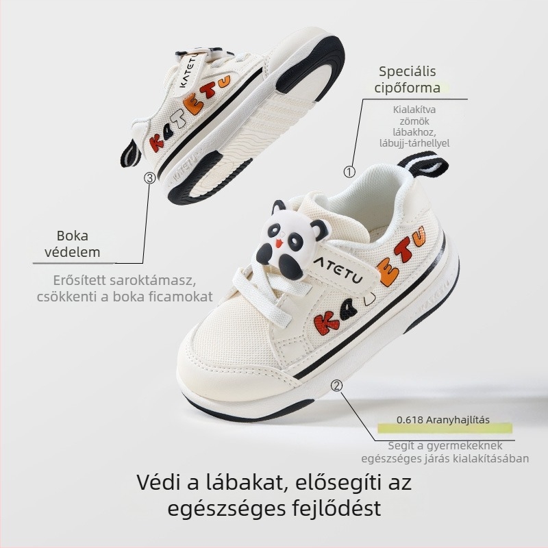 Carter Rabbit gyerekcipő hálós felsőrész, fehér beltéri sportcipő, tavasz 2025, X5AE002