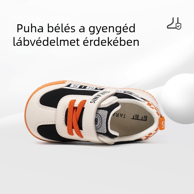 Totyogó cipők, légáteresztő mikroszálas bőr felsőrész, Velcro-zárás, alacsony szár, uniszex, csúszásmentes természetes gumi talp, 12–36 hónaposoknak