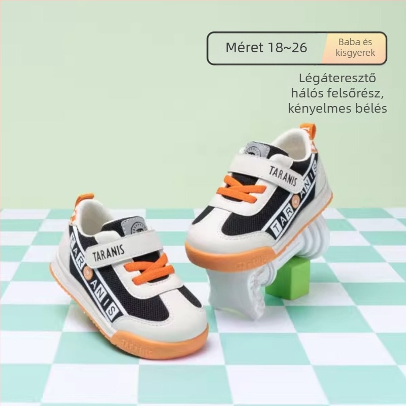 Totyogó cipők, légáteresztő mikroszálas bőr felsőrész, Velcro-zárás, alacsony szár, uniszex, csúszásmentes természetes gumi talp, 12–36 hónaposoknak