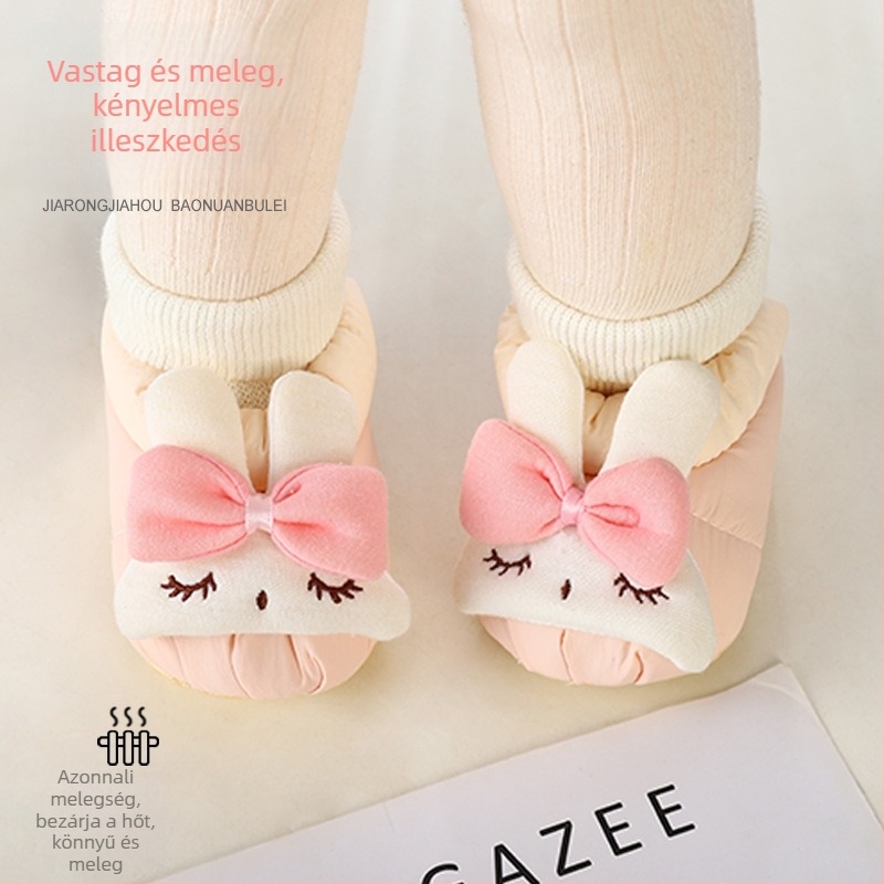 Téli bébi beltéri cipő fleece béléssel, vastag csúszásmentes talppal, 6–12 hónapos, uniszex