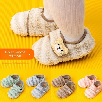 Baba beltéri cipő Velcro záródással, fleece bélés, meleg, csúszásmentes puha talppal, 12–36 hónapos korosztálynak