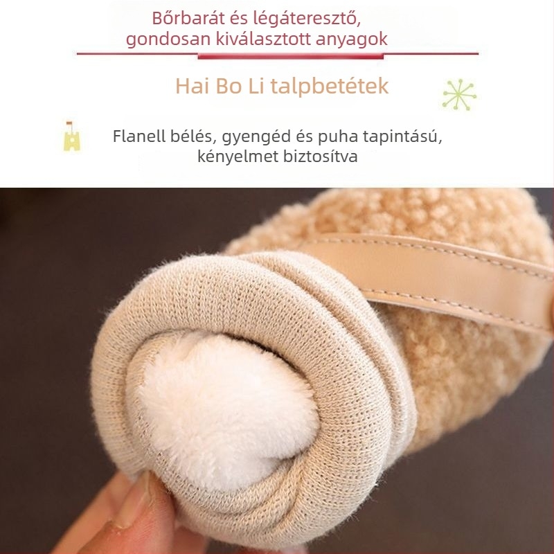 Téli újszülött cipő fleece béléssel, vastag és csúszásmentes, 0-3-6 hónapos korosztály, uniszex, pamut zoknival egyben