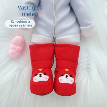Baba cipő PU talppal, magas szárú, vízálló, meleg Arctic Velvet bélés, cipzáras