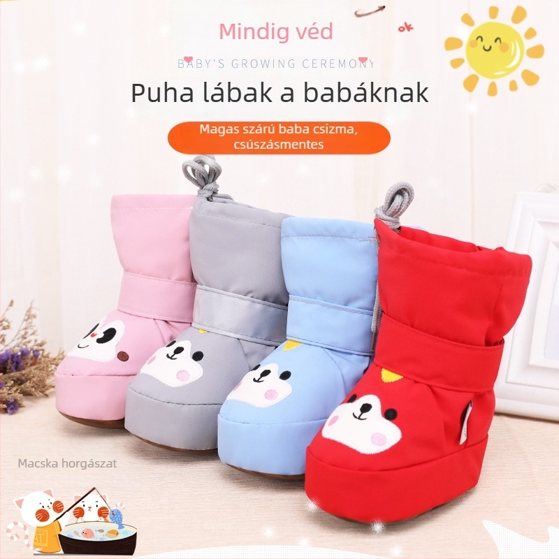 Baba cipő PU talppal, magas szárú, vízálló, meleg Arctic Velvet bélés, cipzáras