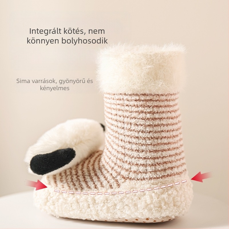 Téli bébi cipők beépített zoknikkal, fleece-beléssel, csúszásmentes talppal, 0–12 hónapos babáknak