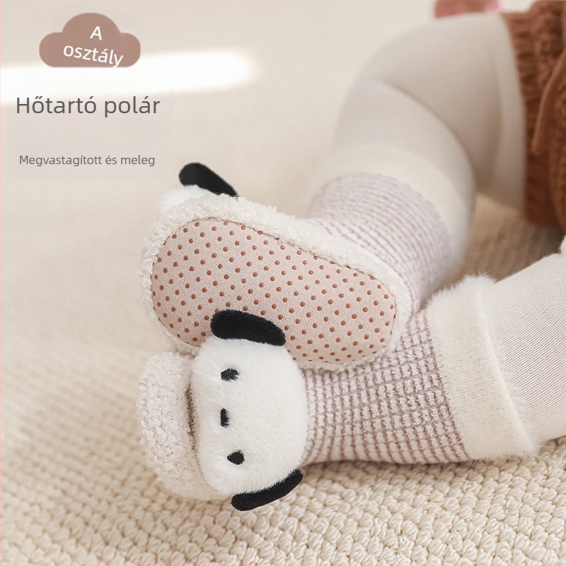 Téli bébi cipők beépített zoknikkal, fleece-beléssel, csúszásmentes talppal, 0–12 hónapos babáknak