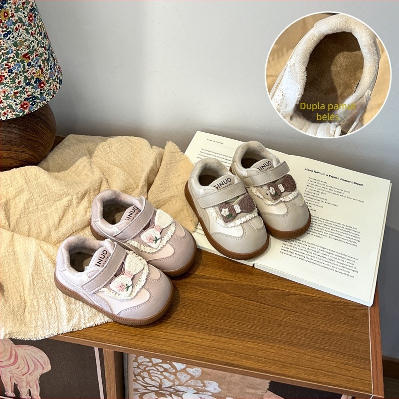 Méret 16–26, téli bébi cipők fleece bélésével, puha talpú gyermekcipők Velcro-zárral