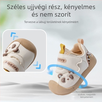 Baba járófelsőcipő – uniszex, mikroszálas bőr felsőrész, lélegző, csúszásmentes talp, kartún minta, 12–36 hónapos korosztály, ősz 2025