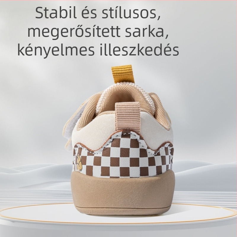 Baba járófelsőcipő – uniszex, mikroszálas bőr felsőrész, lélegző, csúszásmentes talp, kartún minta, 12–36 hónapos korosztály, ősz 2025