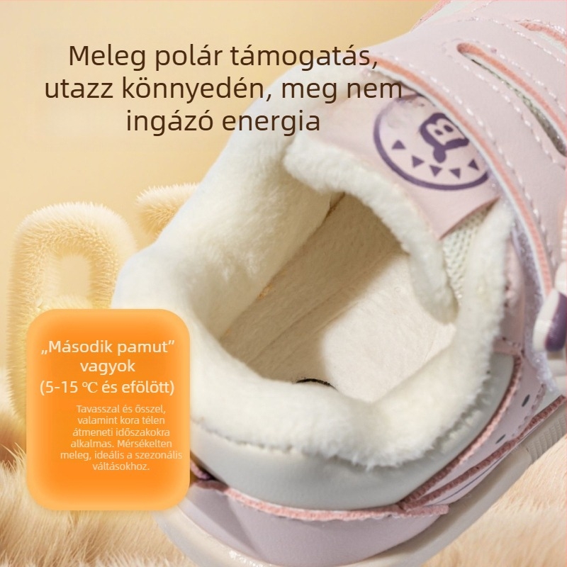2025 téli gyerekcipő, vékony velúr bőrhatású mikroszálas felsővel, Velcro-zár, csúszásmentes és kopásálló, 12–36 hónapos korosztálynak