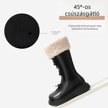 Lányok magas szárú bakancsai, Hercegnő stílus, PU felső, műszőrős bélés, gumírozott talp, oldalsó cipzár, téli csizma 2025