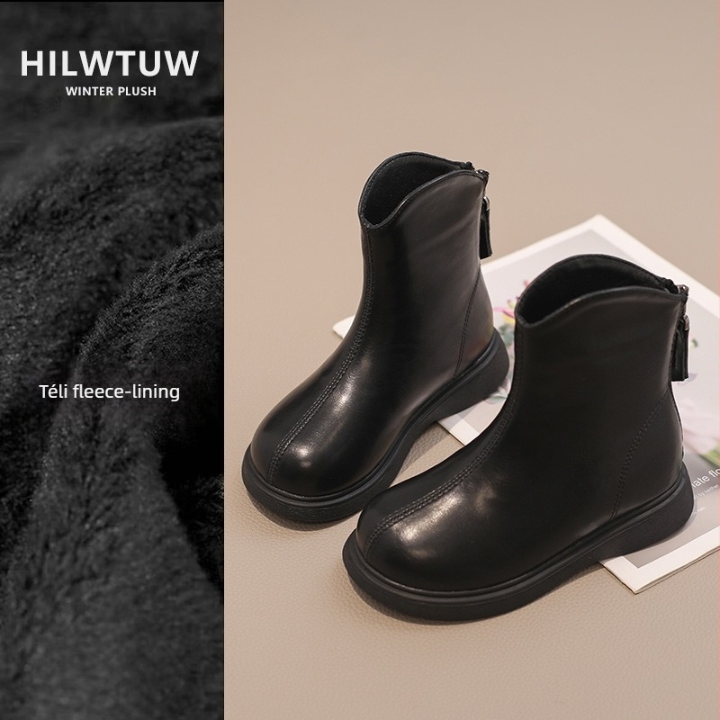 Martin-stílusú bakancs lányoknak, fleece-beléssel bélelt, mikroszálas felsőrész, gumitalp, hátsó cipzár, középmagas