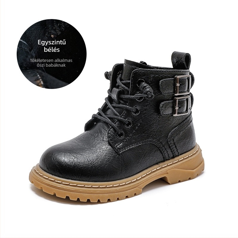 Fiúknak való Martin csizma, bőr felsőrész, műszőrmés bélés, vízálló, csúszásmentes talp, oldalsó cipzár