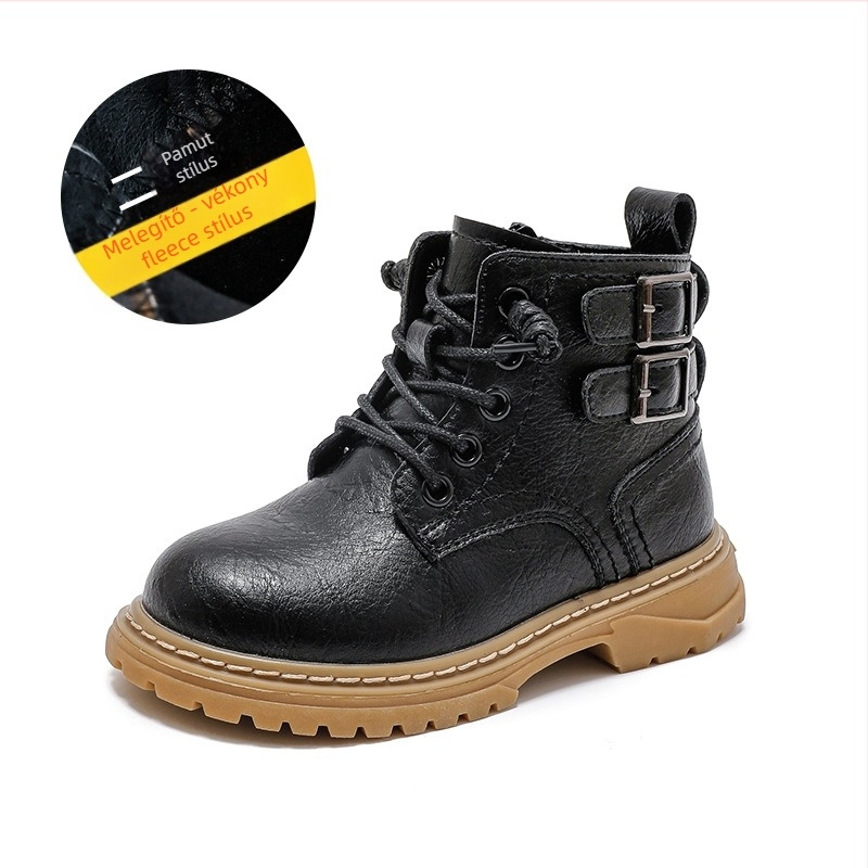 Fiúknak való Martin csizma, bőr felsőrész, műszőrmés bélés, vízálló, csúszásmentes talp, oldalsó cipzár