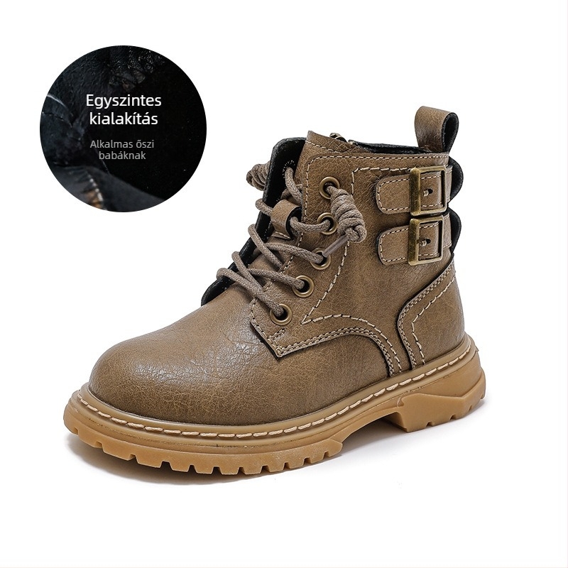 Fiúknak való Martin csizma, bőr felsőrész, műszőrmés bélés, vízálló, csúszásmentes talp, oldalsó cipzár