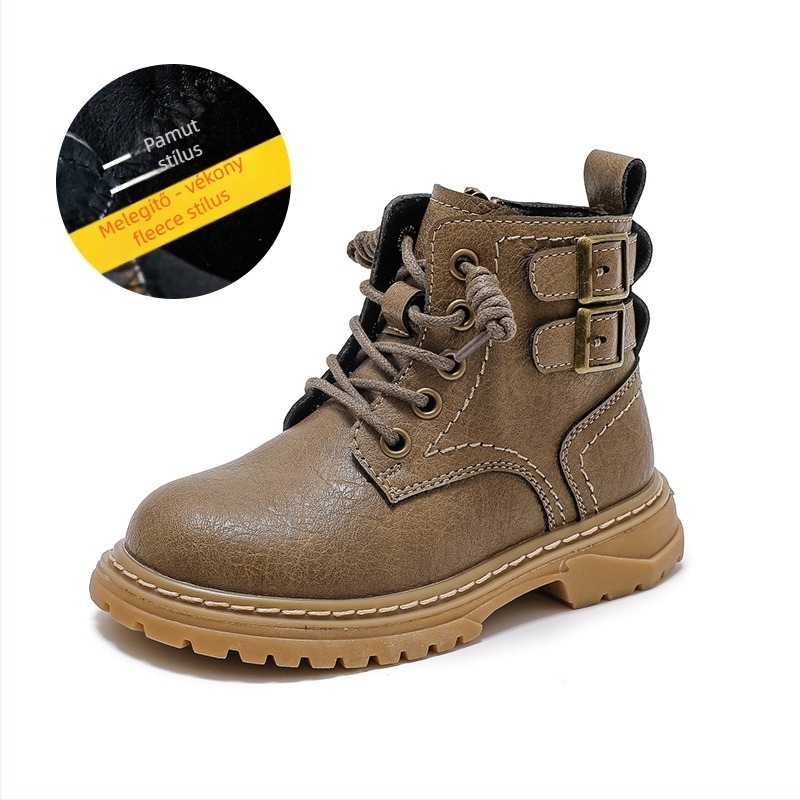 Fiúknak való Martin csizma, bőr felsőrész, műszőrmés bélés, vízálló, csúszásmentes talp, oldalsó cipzár