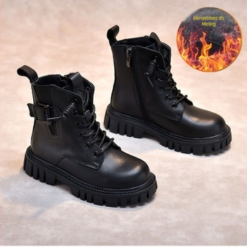 Gyerek Martin bakancsok ősz-tél 2025, uniszex: felső része műbőr, PU belső talp, gumitalp, előre fűzős, középmagas szár