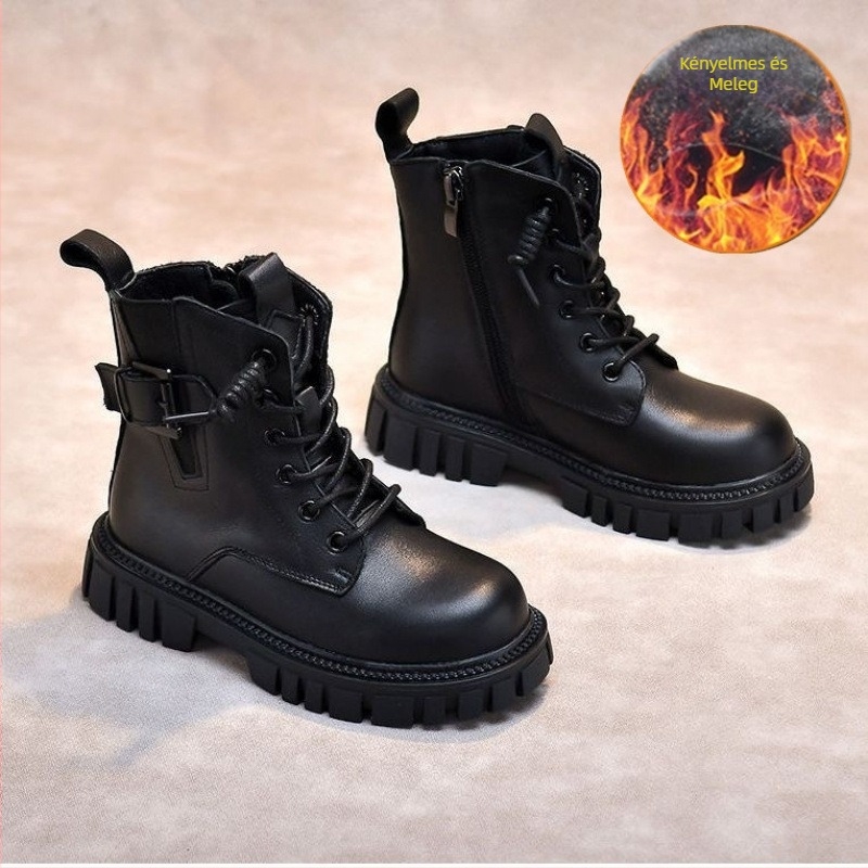 Gyerek Martin bakancsok ősz-tél 2025, uniszex: felső része műbőr, PU belső talp, gumitalp, előre fűzős, középmagas szár