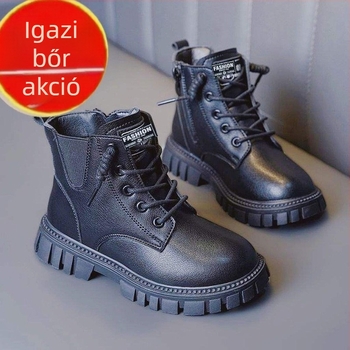 1–3 éveseknek gyerek téli csizmák, felső rész split leather, talp szintetikus gumi, minimalist stílus, 2024 tavaszi megjelenés