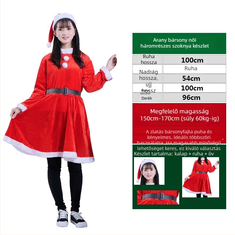 Mikulás jelmez felnőtteknek és gyerekeknek, szövet, varrott, ruházati kellék, Le Qi