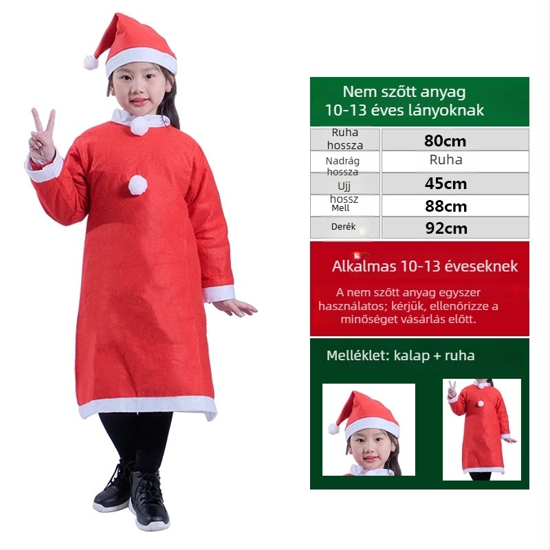 Mikulás jelmez felnőtteknek és gyerekeknek, szövet, varrott, ruházati kellék, Le Qi