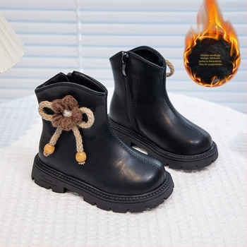 Lányoknak szánt Martin csizmák, műbőr felsőrész, gumírozott talp, középmagasságú szár, oldalsó cipzár