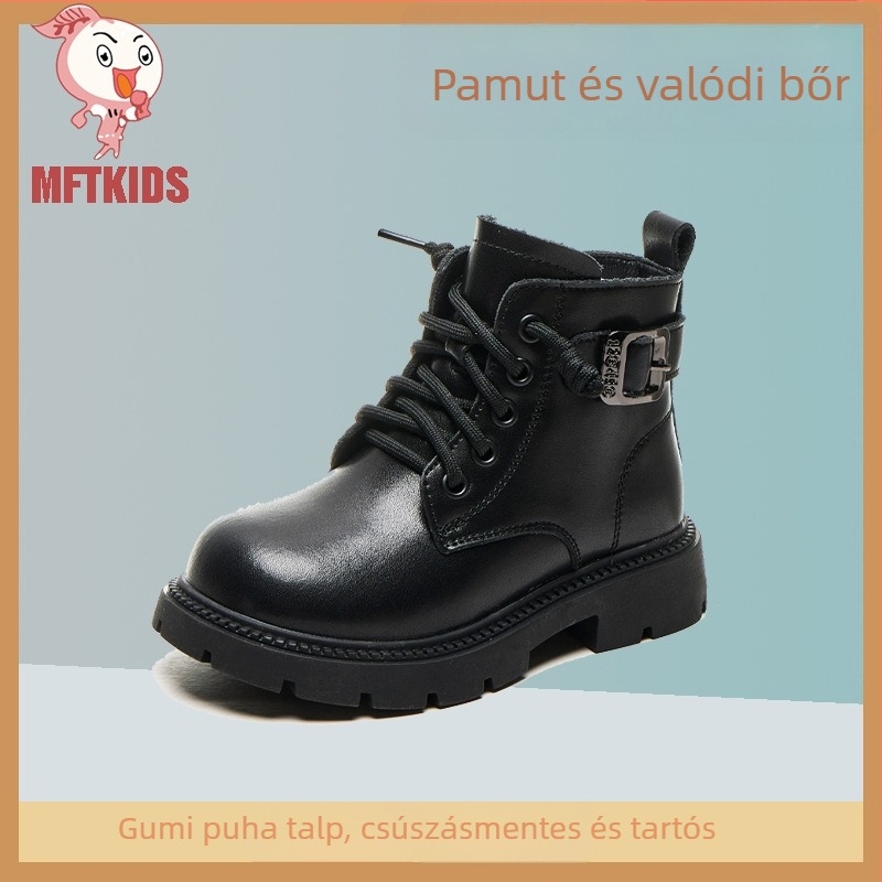 Gyerekeknek való Martin bakancs, split bőr, fleece bélés, oldalsó cipzár, alacsony szár, gumitalp, uniszex