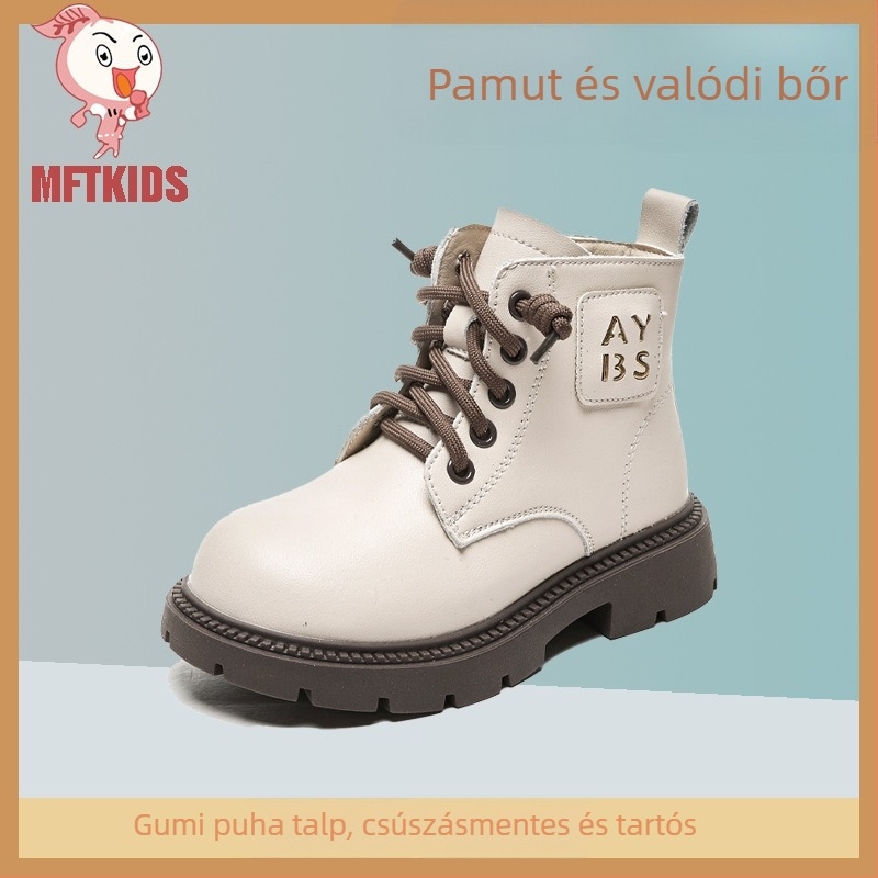 Gyerekeknek való Martin bakancs, split bőr, fleece bélés, oldalsó cipzár, alacsony szár, gumitalp, uniszex
